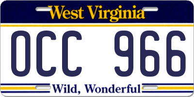 WV license plate OCC966