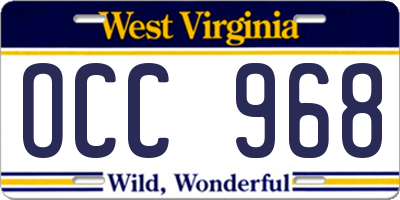 WV license plate OCC968