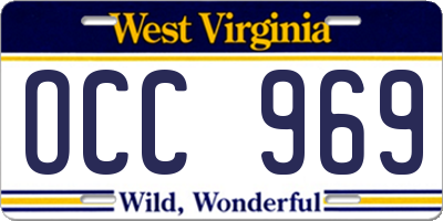WV license plate OCC969