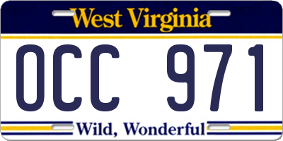 WV license plate OCC971