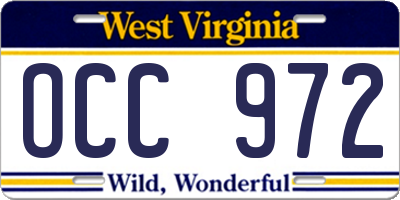 WV license plate OCC972
