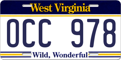 WV license plate OCC978