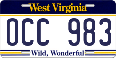 WV license plate OCC983