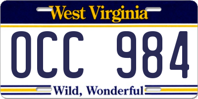 WV license plate OCC984