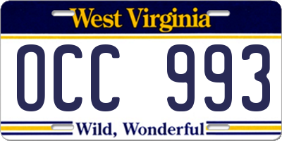 WV license plate OCC993