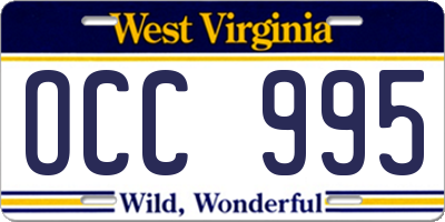 WV license plate OCC995