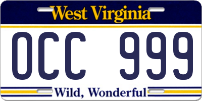 WV license plate OCC999