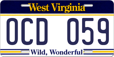 WV license plate OCD059