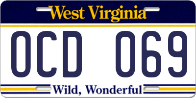 WV license plate OCD069