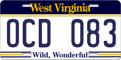 WV license plate OCD083