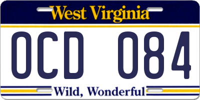WV license plate OCD084