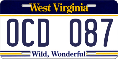 WV license plate OCD087