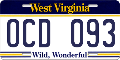 WV license plate OCD093