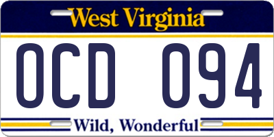 WV license plate OCD094