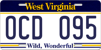WV license plate OCD095