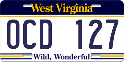WV license plate OCD127