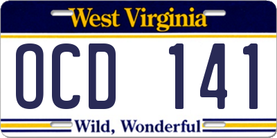 WV license plate OCD141