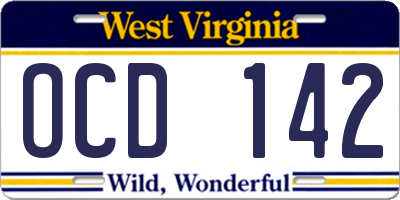 WV license plate OCD142