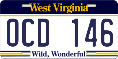 WV license plate OCD146