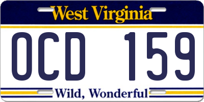 WV license plate OCD159