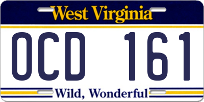 WV license plate OCD161