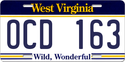 WV license plate OCD163