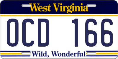 WV license plate OCD166