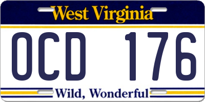 WV license plate OCD176