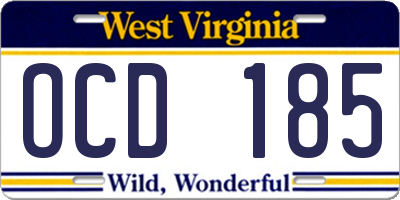 WV license plate OCD185