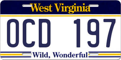 WV license plate OCD197