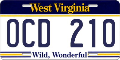 WV license plate OCD210