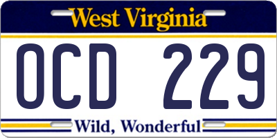 WV license plate OCD229