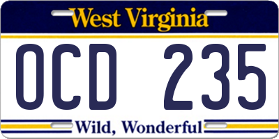 WV license plate OCD235
