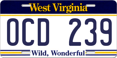 WV license plate OCD239