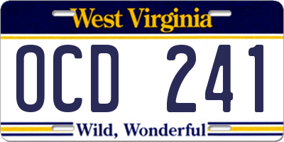 WV license plate OCD241
