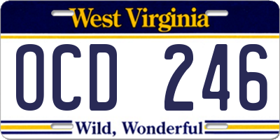WV license plate OCD246