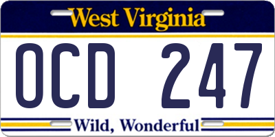 WV license plate OCD247