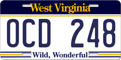 WV license plate OCD248
