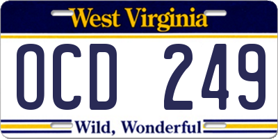 WV license plate OCD249