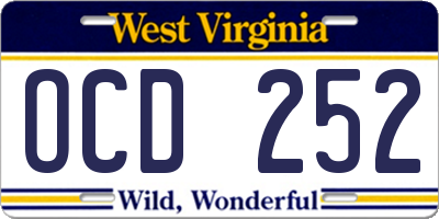 WV license plate OCD252