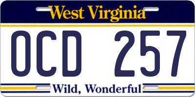 WV license plate OCD257