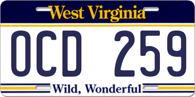 WV license plate OCD259