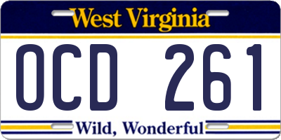 WV license plate OCD261