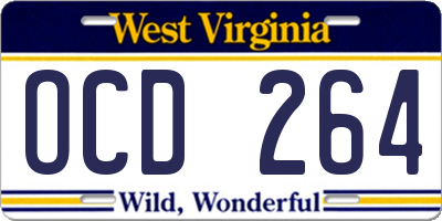 WV license plate OCD264