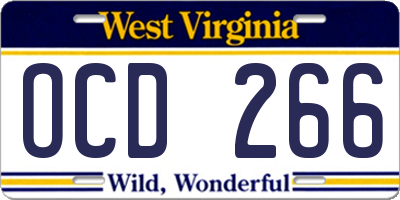 WV license plate OCD266