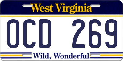 WV license plate OCD269