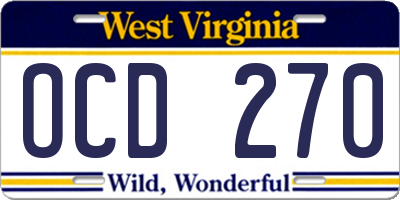 WV license plate OCD270