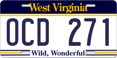 WV license plate OCD271