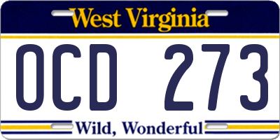 WV license plate OCD273