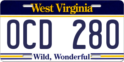 WV license plate OCD280
